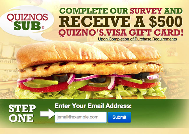 $100 Quiznos Gift Card